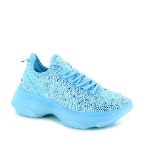 Light Blue Blinged Out Sneaker - Picture 1 of 5